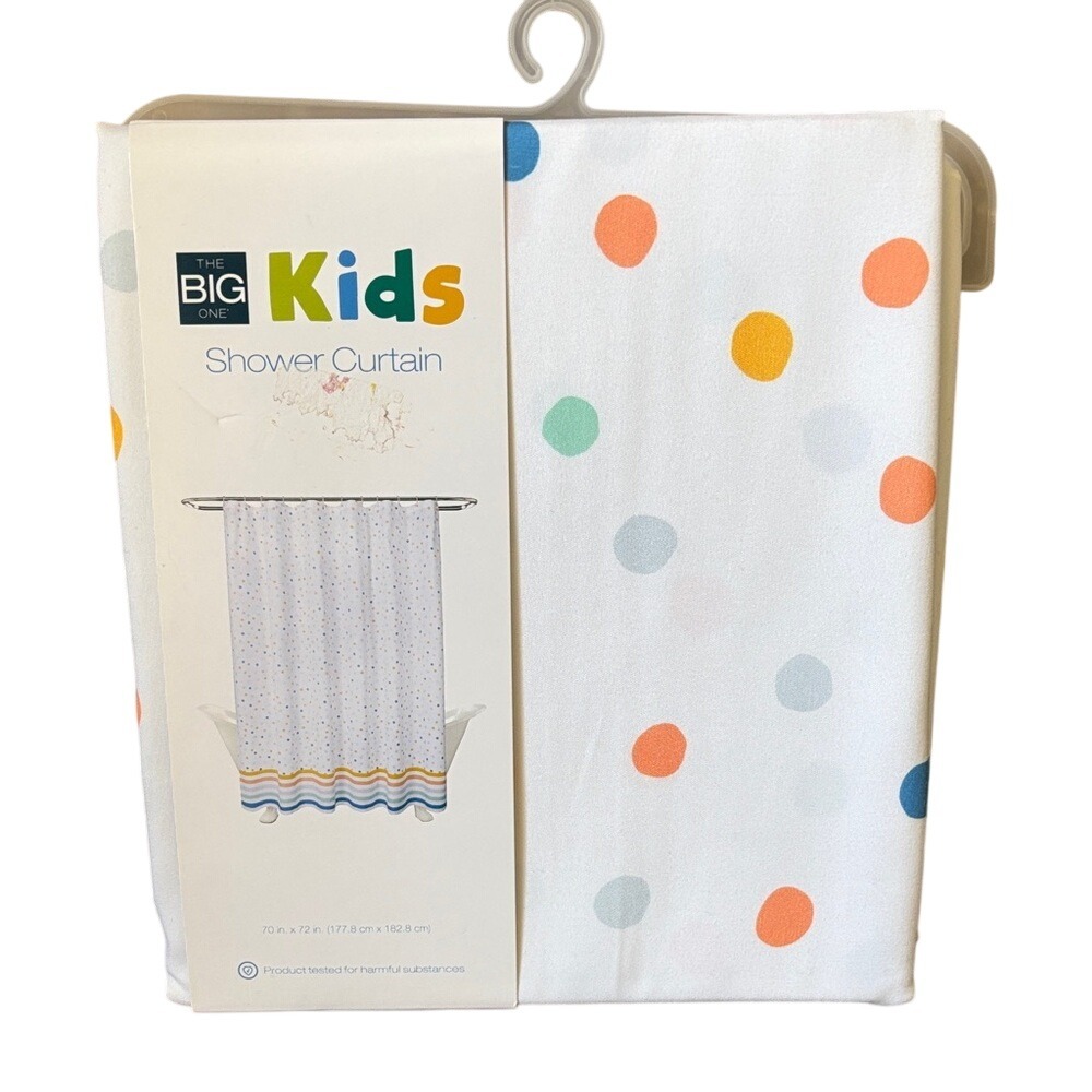 The Big One Kids Shower‎ Curtain Multicolored Polka Dot Design 70" by 72" NEW